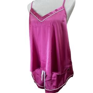 Ekouaer Pink Satin Pajama Set | Camisole & Shorts | Size XLarge | Coquette | NEW
